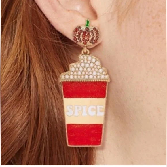 Sugarfix BaubleBar PSL Season, Drop Earrings Pumpkin Spice Latte Autumn Fall NEW - Picture 4 of 5